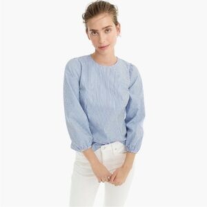 J. Crew Light Blue Striped Blouse